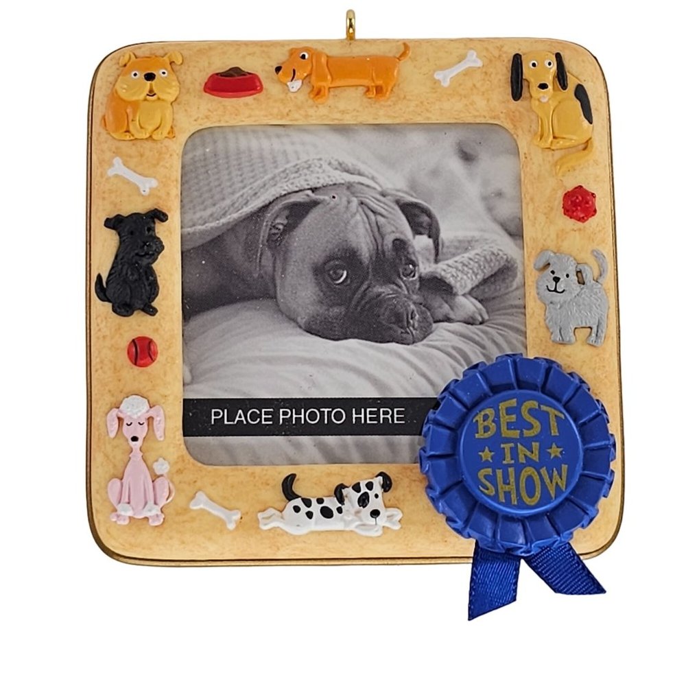 Hallmark Best in Show Puppy Dog Christmas Ornament Photo Holder Square Frame